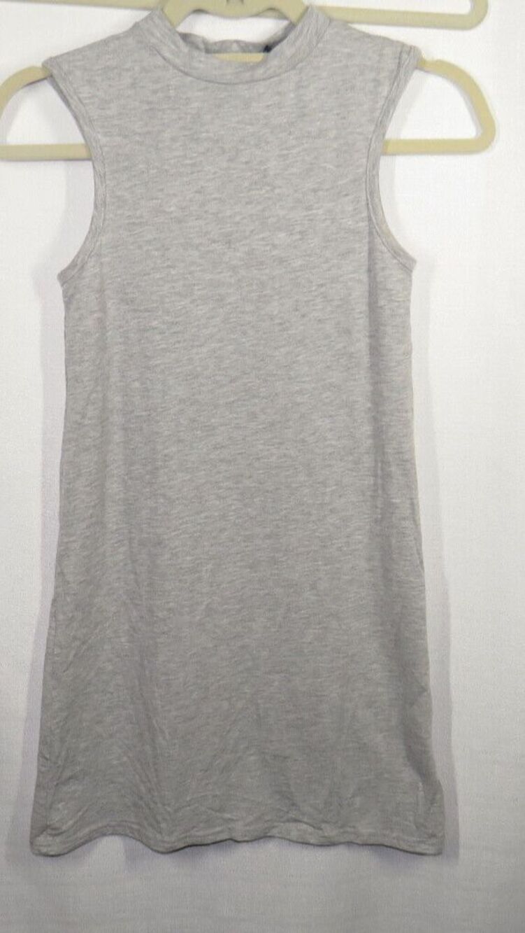 Pretty Little Thing Gray Cotton Blend Mock Neck Sleeveless Mini Dress Size 4
